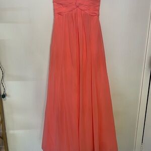 David's Bridal Strapless Coral Dress